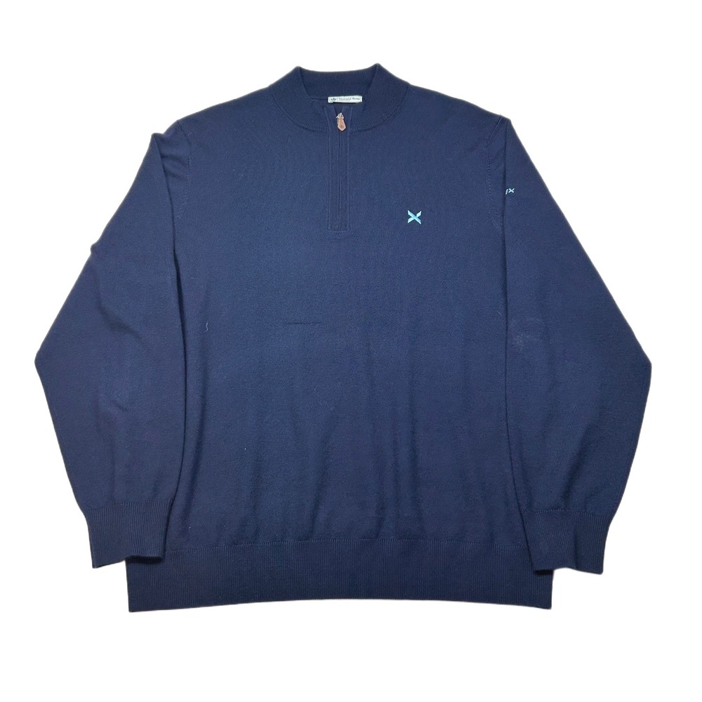 Donald Ross Sportswear Pullover Sweater Mens XL 1/4‎ Navy Blue Zip Merino Wool